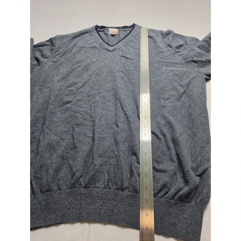 Merona Sweater Men's 2XL Gray Cotton Tight Knit V-Neck Long Sleeve Warm Wear